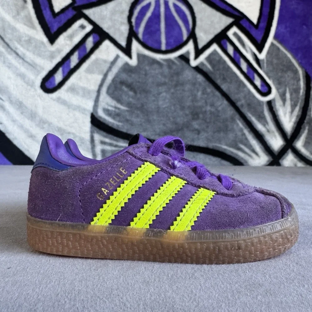 Size 6c - Kids Adidas Gazelle CF EL I  (JP7136) Purple Girl Boy
